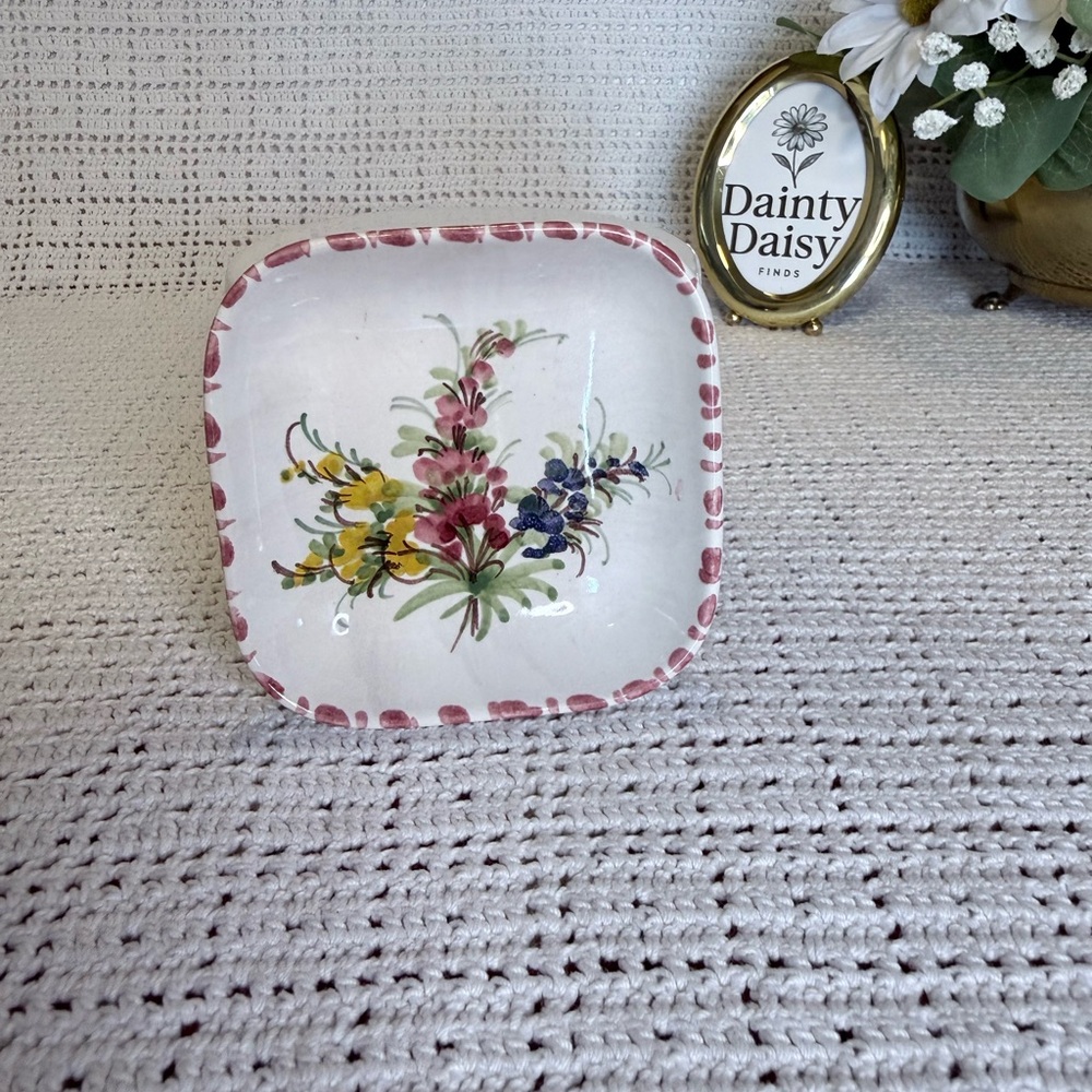 Floral Hand-Painted Ceramic Dish